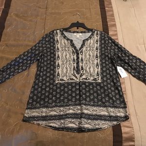 Petite Medium Style & Co Henley Collar Top